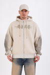 Acid Wash Krem Rise Oversize Zipper Hoodie SW1351