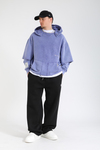 Acid Wash Liar Baskılı Mor Oversize Hoodie SW1362