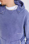 Acid Wash Liar Baskılı Mor Oversize Hoodie SW1362