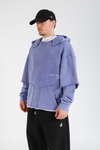 Acid Wash Liar Baskılı Mor Oversize Hoodie SW1362