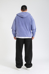 Acid Wash Liar Baskılı Mor Oversize Hoodie SW1362