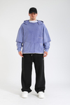 Acid Wash Liar Baskılı Mor Oversize Hoodie SW1362