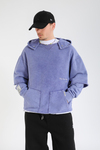 Acid Wash Liar Baskılı Mor Oversize Hoodie SW1362