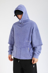 Acid Wash Liar Baskılı Mor Oversize Hoodie SW1362