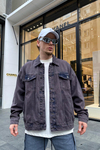 Acid Wash Lila Oversize Jean Ceket C198