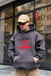 Acid Wash Nakışlı Antrasit Oversize Sweatshirt SW956