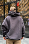 Acid Wash Nakışlı Antrasit Oversize Sweatshirt SW956