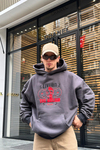 Acid Wash Nakışlı Antrasit Oversize Sweatshirt SW956