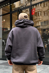 Acid Wash Nakışlı Antrasit Oversize Sweatshirt SW956