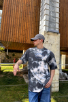 Acid Wash Nakışlı Füme Oversize Tshirt T1096