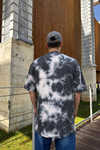 Acid Wash Nakışlı Füme Oversize Tshirt T1096