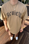 Acid Wash Rv Açık Kahve Oversize Tshirt T1076