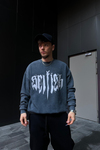 Acid Wash Selfish Baskılı Füme Oversize Sweatshirt SW1065