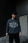 Acid Wash Selfish Baskılı Füme Oversize Sweatshirt SW1065