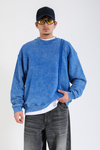 Acid Wash Şerit Detay Mavi Oversize Sweatshirt SW1389
