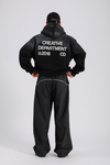 Acid Wash Siyah Kapşonlu Oversize Rv Sweatshirt SW1140