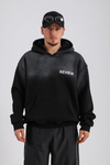 Acid Wash Siyah Kapşonlu Oversize Rv Sweatshirt SW1140