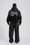 Acid Wash Siyah Kapşonlu Oversize Rv Sweatshirt SW1140