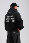 Acid Wash Siyah Kapşonlu Oversize Rv Sweatshirt SW1140
