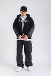 Acid Wash Siyah Rise Oversize Zipper Hoodie SW1360
