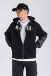 Acid Wash Siyah Rise Oversize Zipper Hoodie SW1360