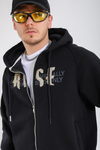 Acid Wash Siyah Rise Oversize Zipper Hoodie SW1360