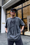 Acid Wash Spider Baskılı Oversize Tshirt T651