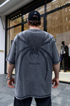 Acid Wash Spider Baskılı Oversize Tshirt T651