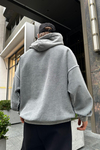 Acid Wash Ters Dikiş Gri Oversize Sweatshirt SW957