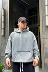 Acid Wash Ters Dikiş Gri Oversize Sweatshirt SW957