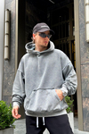 Acid Wash Ters Dikiş Gri Oversize Sweatshirt SW957