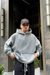 Acid Wash Ters Dikiş Gri Oversize Sweatshirt SW957