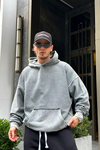 Acid Wash Ters Dikiş Gri Oversize Sweatshirt SW957