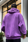 Acid Wash Yaka Detay Mor Oversize Sweatshirt SW958