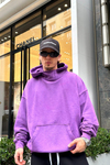 Acid Wash Yaka Detay Mor Oversize Sweatshirt SW958