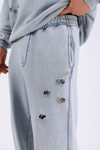 Acid Wash Yırtık Detay Gri Eşofman Takımı TKM155