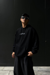 Afir David Baskılı Siyah Oversize Sweatshirt SW1053