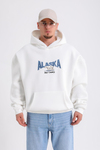 Alaska Nakışlı Beyaz Oversize Hoodie SW1180