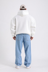 Alaska Nakışlı Beyaz Oversize Hoodie SW1180