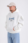 Alaska Nakışlı Beyaz Oversize Hoodie SW1180