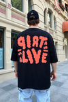 Alive Baskılı Siyah Oversize Tshirt T818