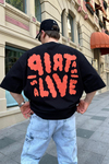 Alive Baskılı Siyah Oversize Tshirt T818