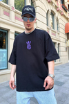 Alive Baskılı Siyah Oversize Tshirt T818