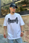 Amorphis Baskılı Beyaz Oversize T813