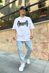 Amorphis Baskılı Beyaz Oversize T813