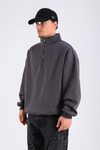Antrasit Basic Fermuar Yaka Oversize Sweatshirt SW1310