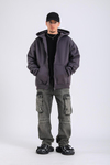 Antrasit Basic Zipper Oversize Hoodie SW1309