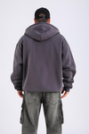 Antrasit Basic Zipper Oversize Hoodie SW1309