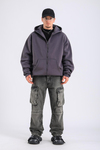 Antrasit Basic Zipper Oversize Hoodie SW1309