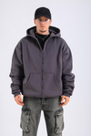 Antrasit Basic Zipper Oversize Hoodie SW1309